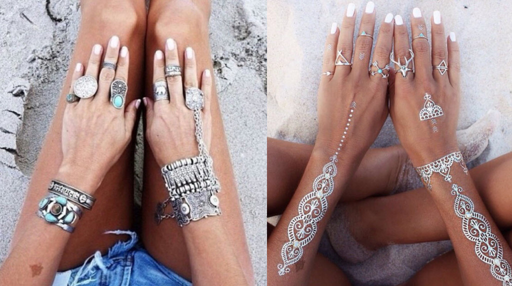 Statement_bracelets_ rings_accessories_jewelry_mettalic tatoos_coachella_festival_goldtattos